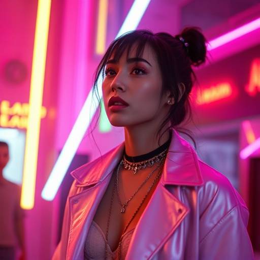 Thumbnail from the music video 'Neon Dreams' featuring artist Zara Lee